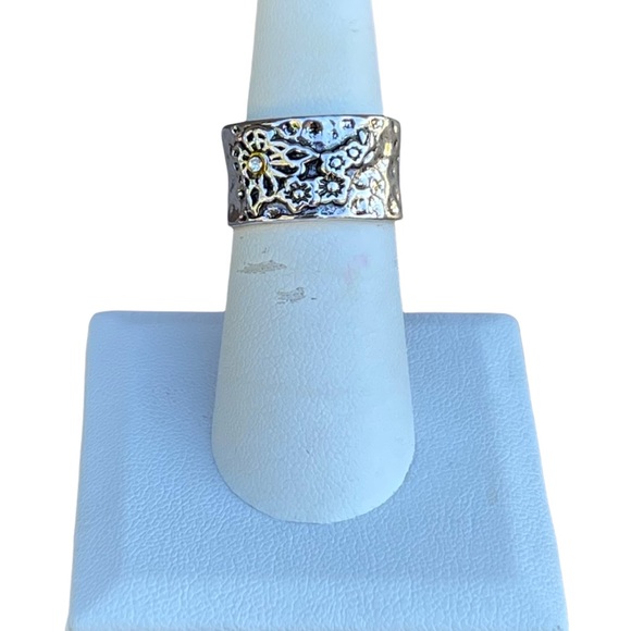 ARTISAN HANDMADE SILVER TONE METALWORK BUTTERFLY CHERRY BLOSSOM RING - Picture 6 of 9